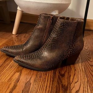 Worn twice. Excellent condition aside from scuff on left heel.